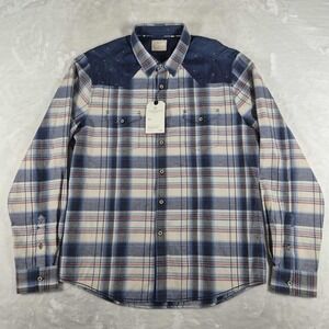 7 Diamonds Flannel Shirt Men's XL Blue Plaid Made Well Long Sleeve Button Up NWT